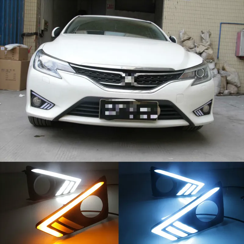 

1Pair For Toyota MARK X REIZ 2013 - 2018 LED Fog Lamp with dynamic Yellow Turn Signal Car DRL Daytime Running Light