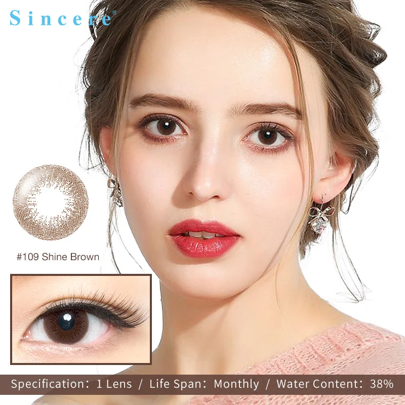 

Sincere-vision 1pcs/box Colored contact lens small beauty pupil Contact Lenses for eyes yearly Myopia prescription degree