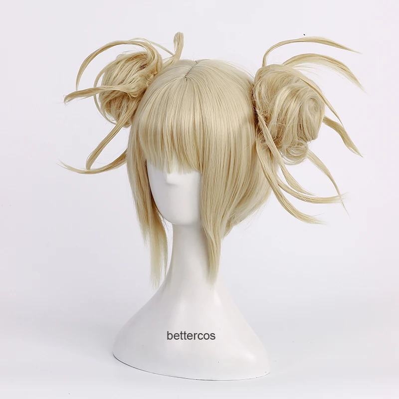 Peluca de Anime Himiko Toga, coleta rubia clara, resistente al calor, disfraz de Cosplay, gorro de peluca