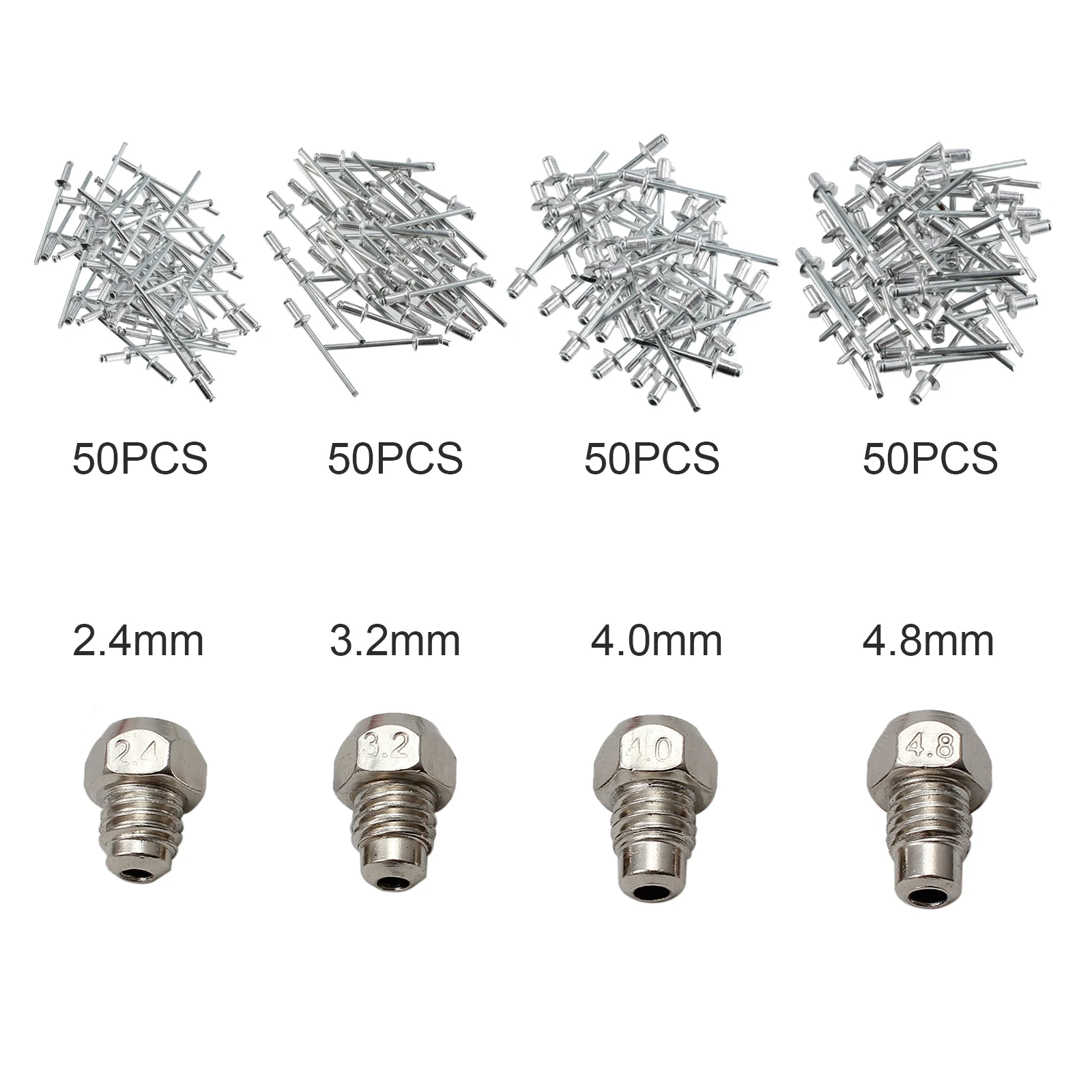 Set di rivettatrici per impieghi gravosi JUSTOOL con 200 rivetti manuali Pop it rivetti in metallo strumenti per pistola e persiane Remaches rivetti Set di Kit assortimento
