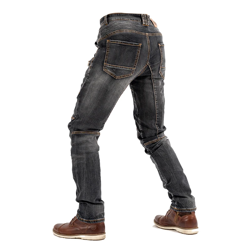 4 Seasons Moto Pants Motorcycle Knight Zipper Jeans Elastic Locomotive Riding Trousers With Aramid Knee Covert Protect Gears