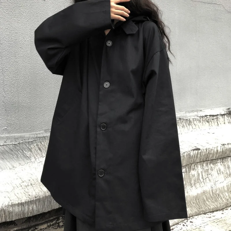 

Jackets Women Loose Basic Long Sleeve Streetwear Retro Solid Autumn All-match Harajuku Minimalist BF Style Leisure Fashion Coats
