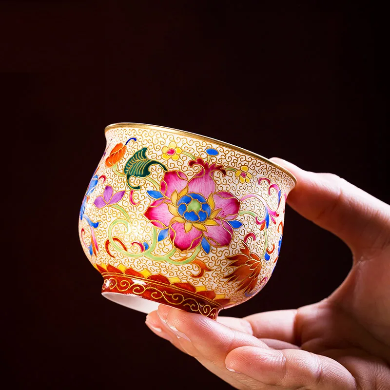 

Jingdezhen Cloisonne Enamel Ceramic Cup Tea Cup Ruyi Cup Tea Cup Master Cup Handmade Small Tea Cup Single Cup