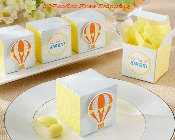 Unique Baby Candy Box, Hot Air Balloon Favor Box, DIY Paper Box, Baby Decoration Gift Box, 30 PCs/Lot