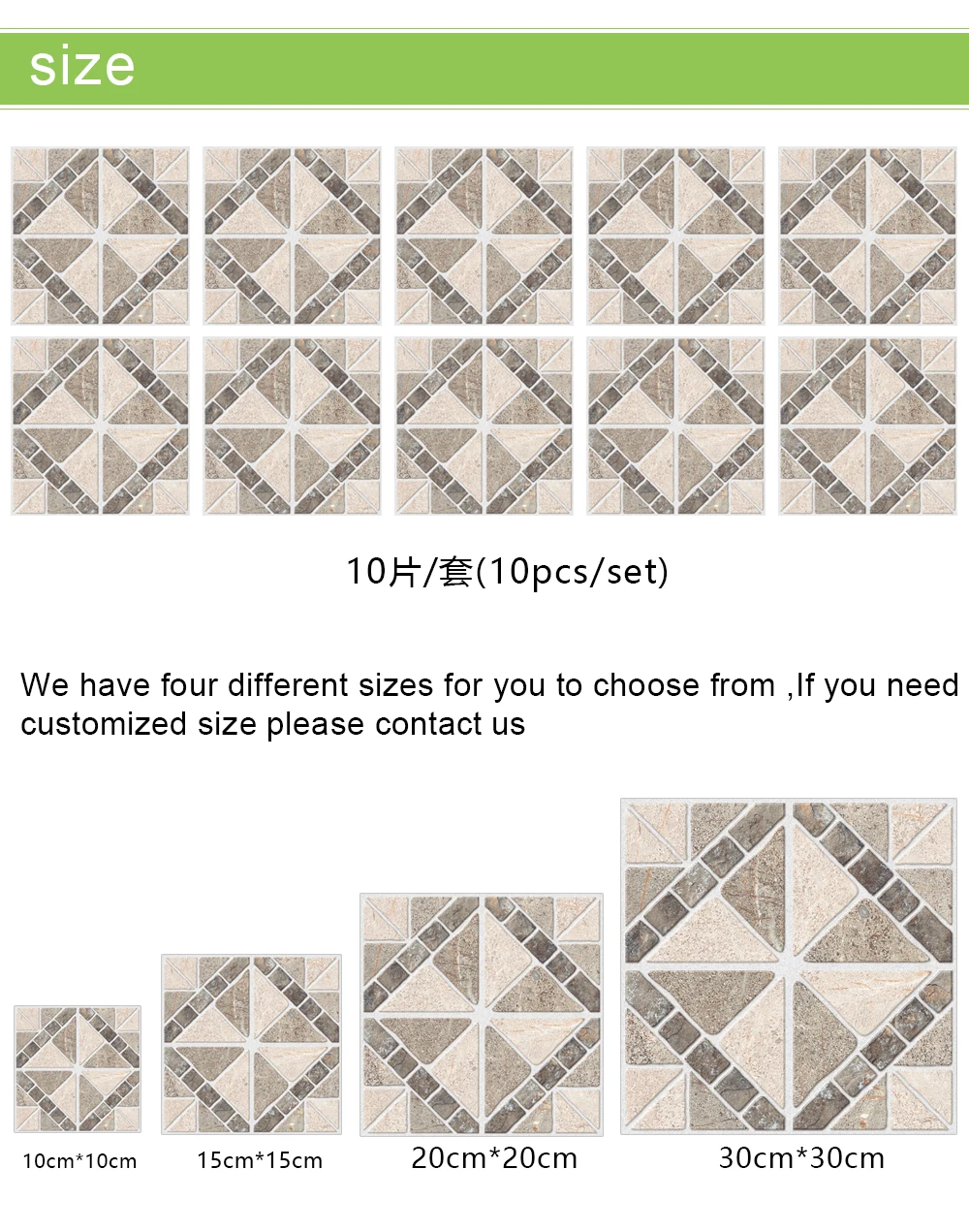 10pcs/set Marble Texture Cream Color Frosted Tiles Floor Wall Sticker Kitchen Home Renovation Wallpaper Non-slip Art Wall Decals image 6