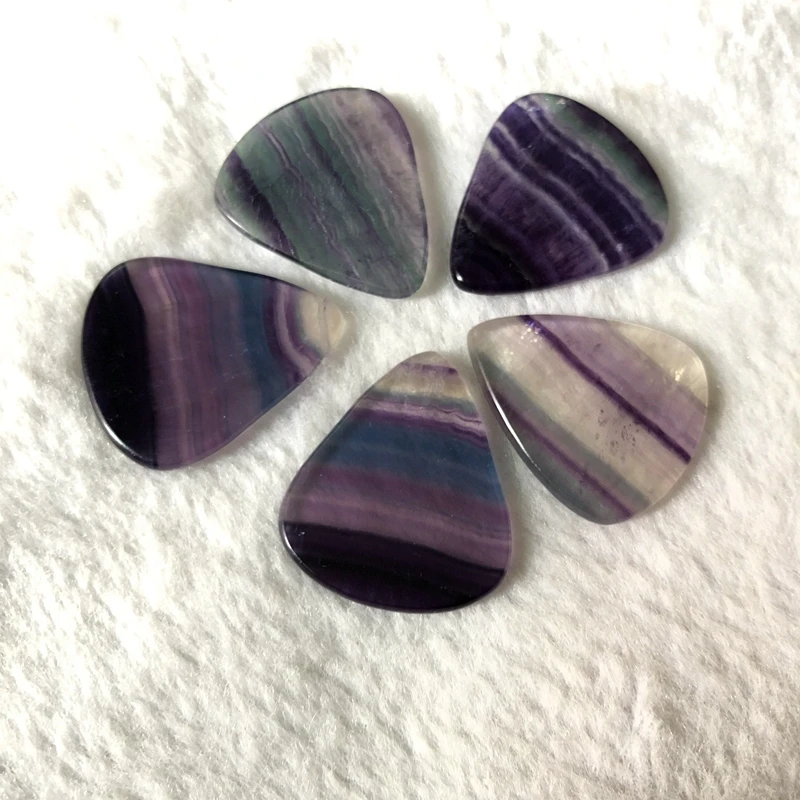 Wholesale 1pcs Rainbow Fluorite Bead, Guritar pick,Natural Stone Crystal Guitar pick,Finger Pick,27x31x2.8mm