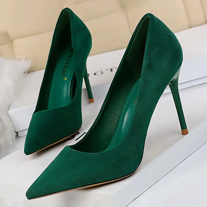 BIGTREE Shoes 2024 New Women Pumps Suede High Heels Shoes Fashion Office Shoes Stiletto Party Shoes Female Comfort Women Heels