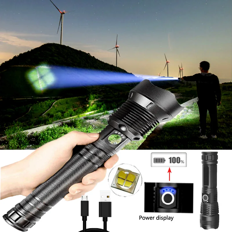 

Strong Light Flashlight Retractable Zoom LED Flashlight USB Xhp50 Waterproof Flashlight 18650 Or 26650 Portable Light Xhp70