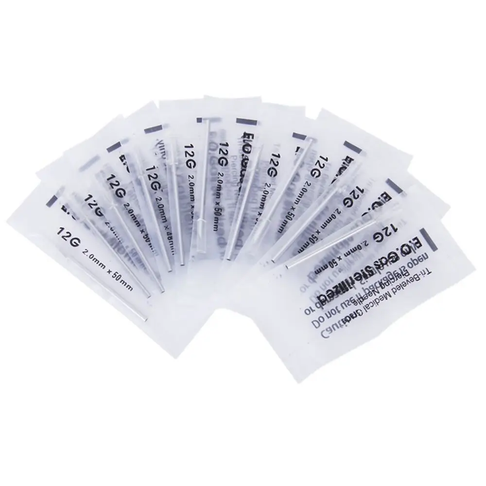 100pcs MIX size Sterile12/14/16/18/20G Body Ear Piercing Needles 316L Medical Stainless Steel Body Needle Tattoo Pierce Ear Nose