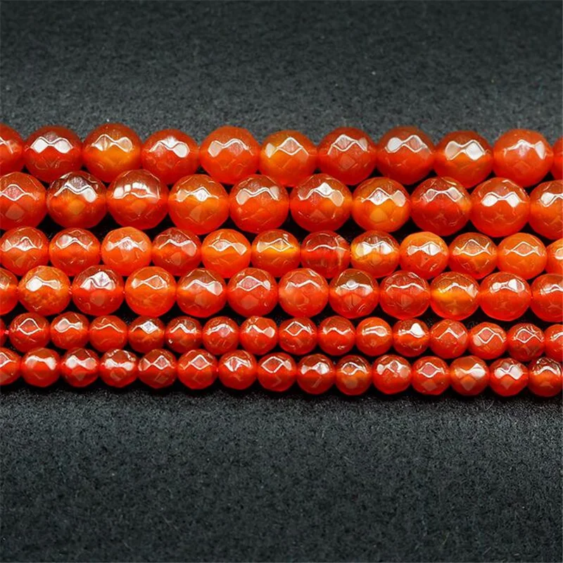 Natural stone red carnelian onyx agat faceted round 4mm 6mm 8mm 10mm 12mm diy beads women jewelry making finding 15inch MY5070