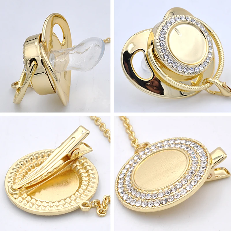 Newborn Pacifiers Bling Gold Pacifier Clip Football Sell Baby Pacifier Baby Drill Appease Play Mouth Spot Su Chupetes De Lujo