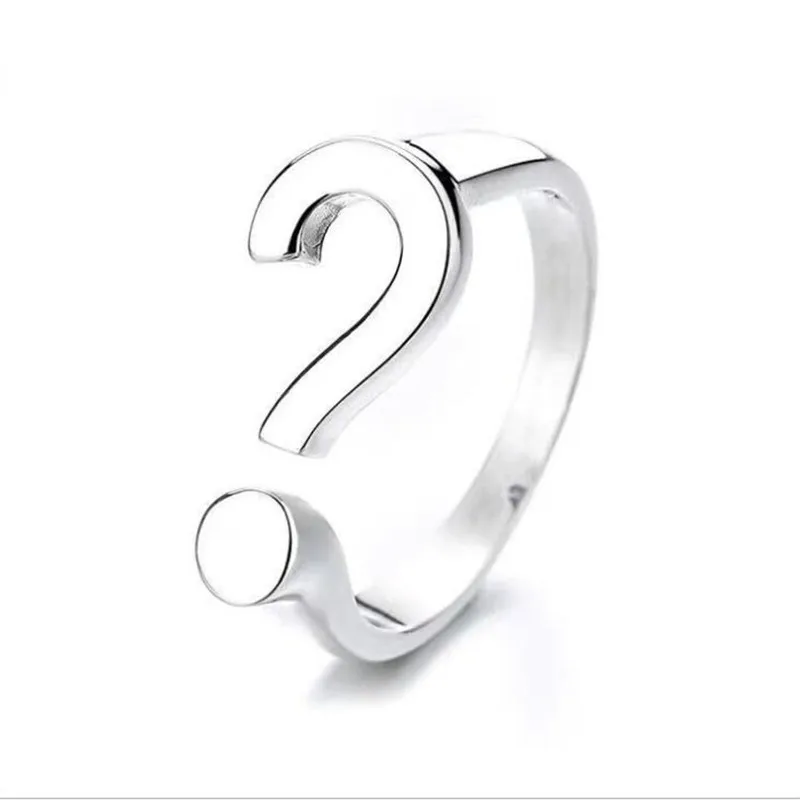 Women's 925 Sterling Silver Question Mark Shape Opening Ring