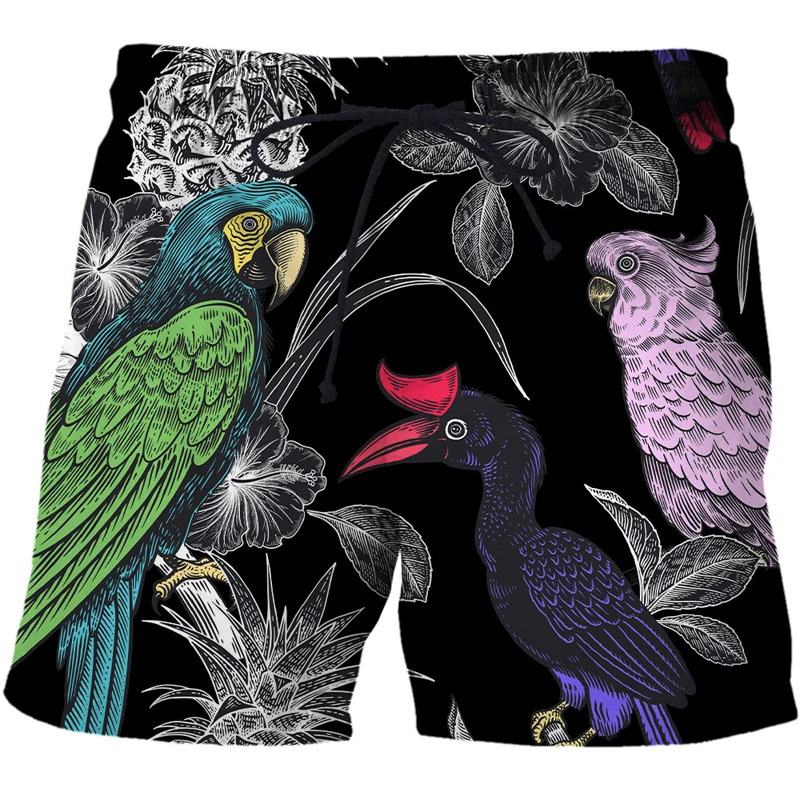 Summer New Swim Beach Shorts Men 3d parrot Print Quick-drying Fashion Cool Sports Shorts Men'clothing Dropshipping Pants Teen