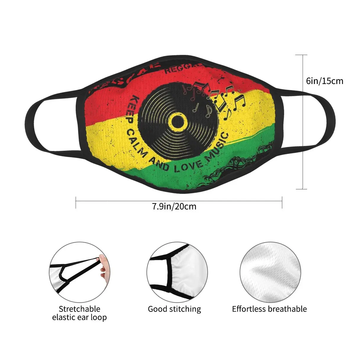 Reggae Keep Calm Love Music Rasta Reusable Face Mask Rastafarian Jamaica Anti Haze Dustproof Mask Protection Cover Respirator