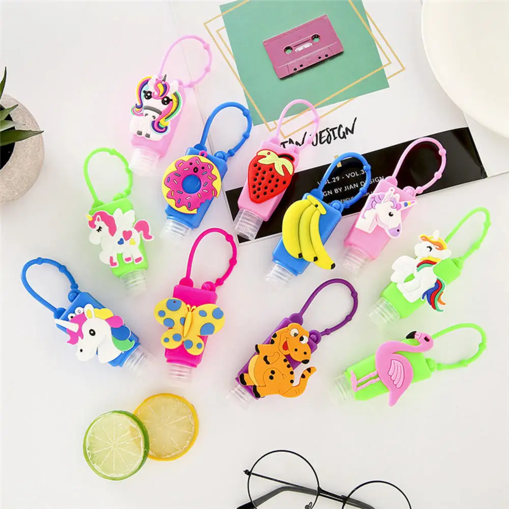 30ML Cute Unicorn Animal Pattern Food Silicone Mini Hand Sanitizer Holder Travel Portable Gel Holder Hangable Liquid Dispenser