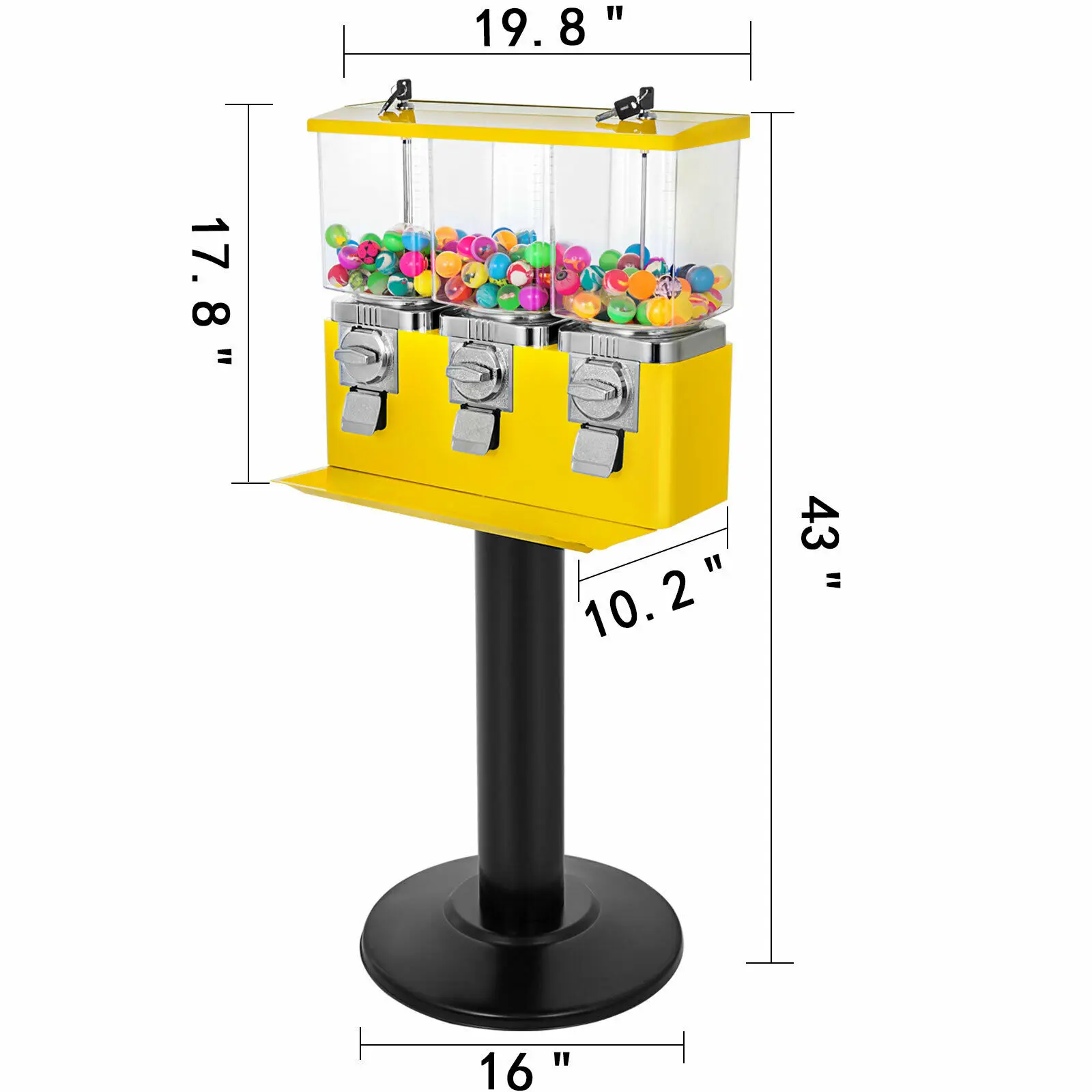 VEVOR Triple Candy Gumball distributore automatico con chiavi parco divertimenti all'aperto negozio di giochi che vende giocattolo capsula palla rimbalzante