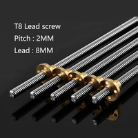 4PCS/lot 3D Printer parts T8 screw 8mm Lead Screw 400 450 500 550 600mm With Brass Nut For Reprap 3D Printer