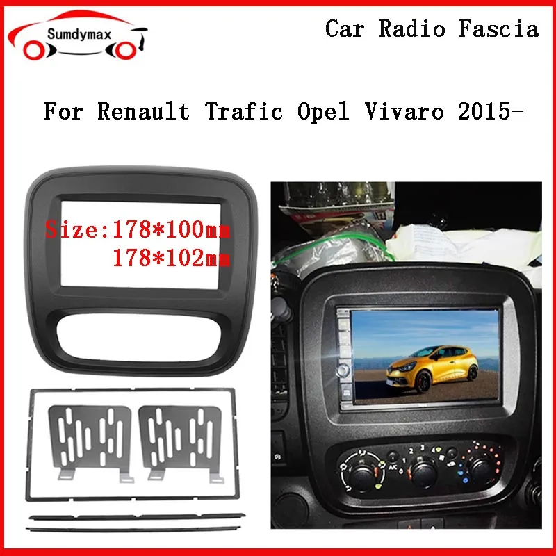 Double din Car Radio Fascia for Renault Trafic Opel Vivaro 2015 DVD Panel Dash Kit Up auto stereo installation Dashboard Panel