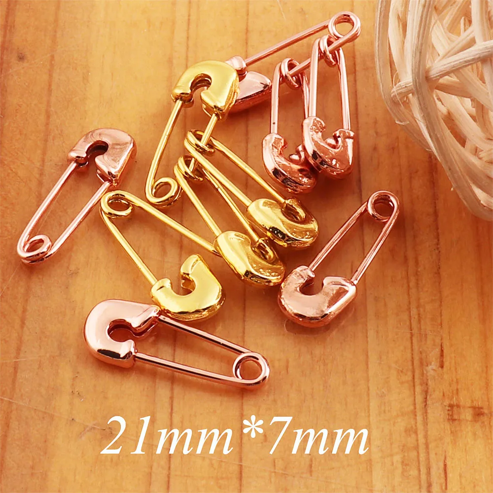 40 Pcs Rose Gold Safety Pins Craft Brooch Stitch Markers Loops Charms Jewelry Tag Fasteners DIY Sewing Tools Accessory Copper