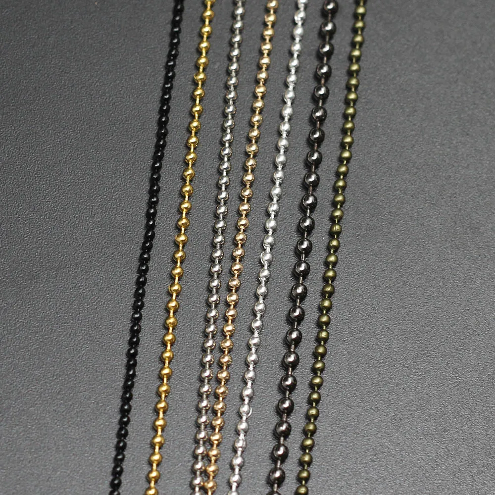 10m/lot Dia 1.2 1.5 2 mm Gold/Black Color Metal Ball Bead Chains For DIY Necklaces Jewelry Making Findings Accessories