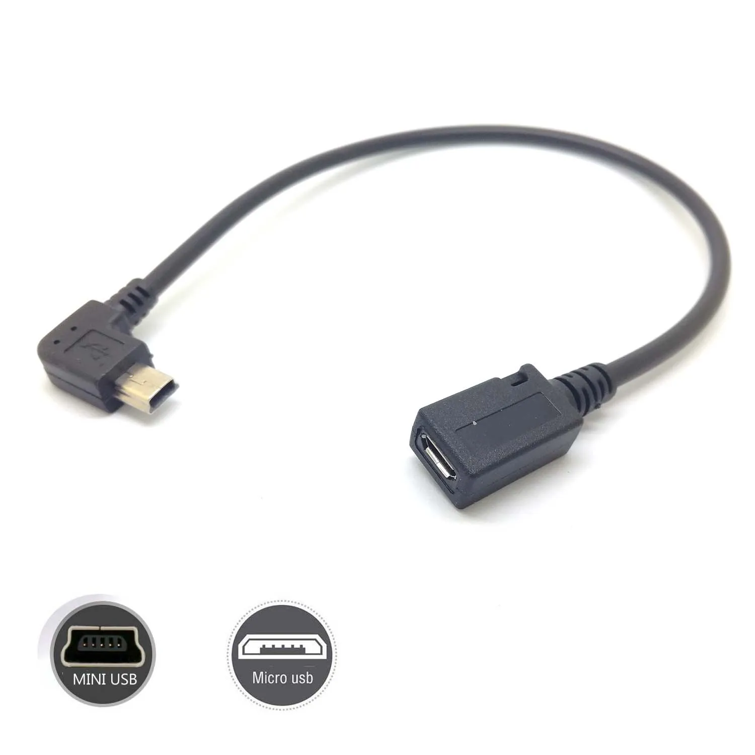 Mini rodzaj USB A mikro USB męski B żeński 90 stopni prawy/lewy Adapter kątowy kabel/dane i ładowarka obsługuje