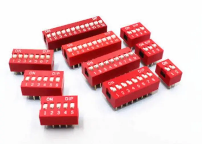 10Pcs Slide Type Switch Module 1 2 3 4 5 6 7 8 9 10 12 Bit 2.54mm Position Way DIP Red Pitch Toggle Switch Red Snap Switch