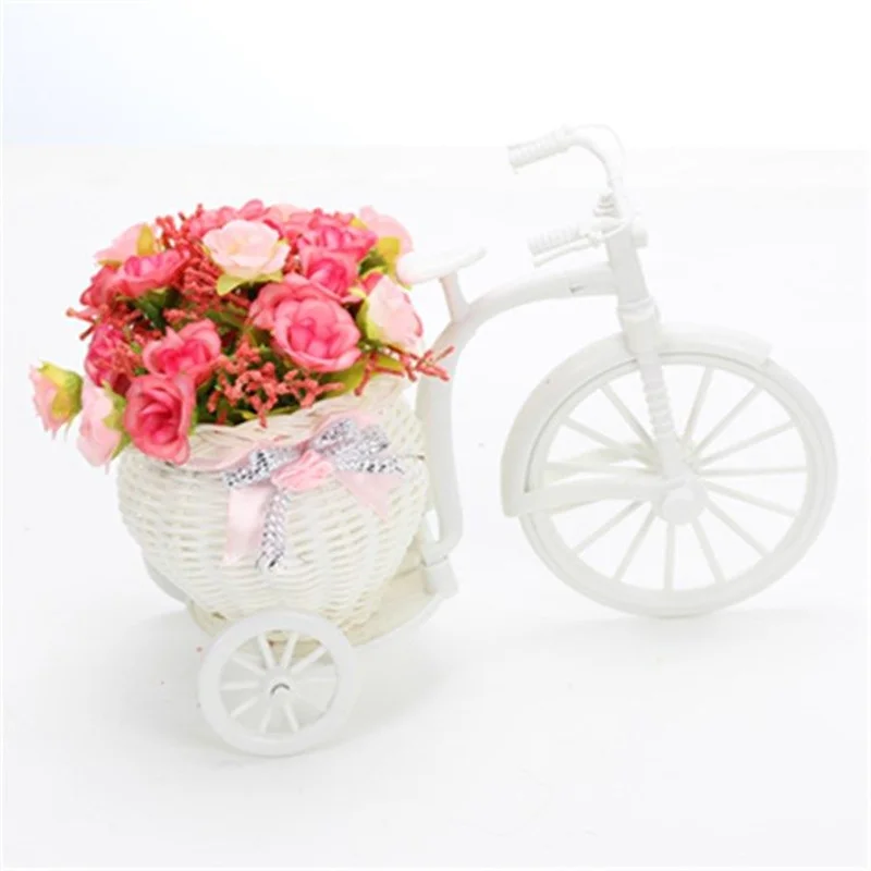 Party Rattan Bicycle Doll House Basket Flower Vase Furnishing Articles Gift for Baby Shower Birthday Wedding Home Decor