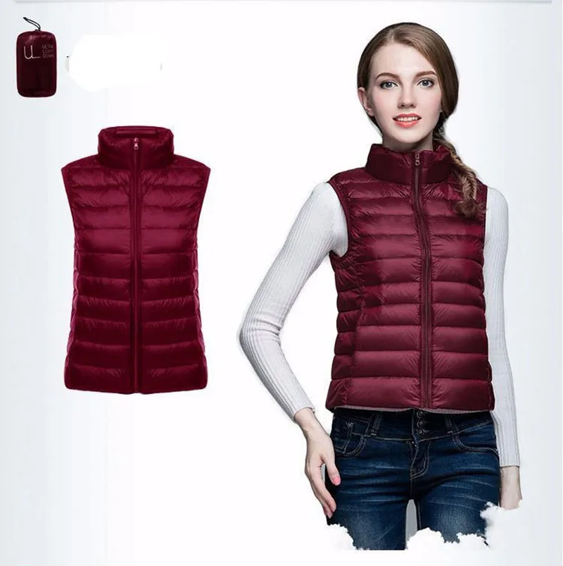 Brand Women Sleeveless Women's Ultra Light Down Vests Slim Jacket Girl Gilet Plus Lightweight Windproof Warm Waistcoat