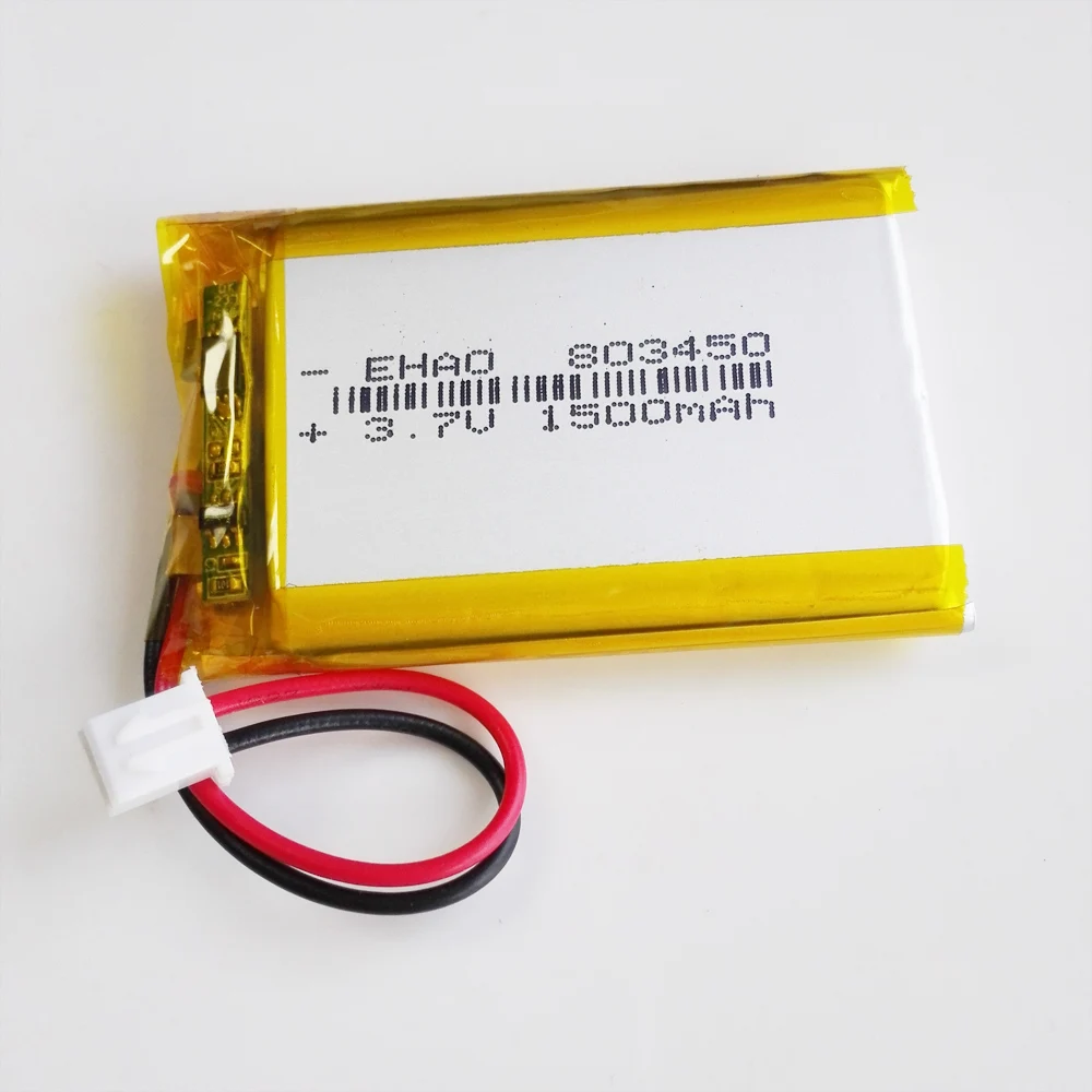 803450 3.7V 1500mAh LiPo akumulator z złączem JST XHR 2.54mm 2pin do MP3 DVD PAD kamera GPS Laptop telefon komórkowy