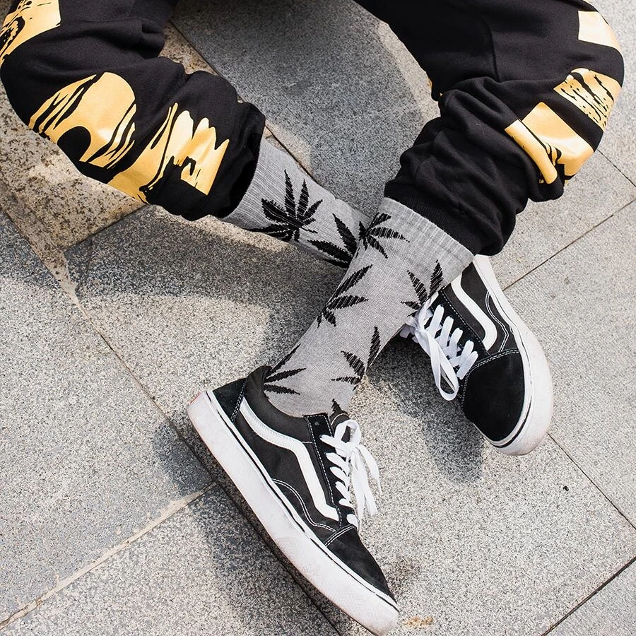 Mode hohe qualität baumwolle socken Hanf Blatt Maple Leaf Lässig Lange Unkraut Crew Socken Street Fashion Skateboard Hip Hop Socken