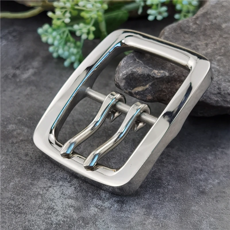 Stainless Steel Luxury Double Pin Tongue Belt Buckles For Men Belt DIY Leather Craft Buckle Belt Men's Waist Belt Buckle SK0015