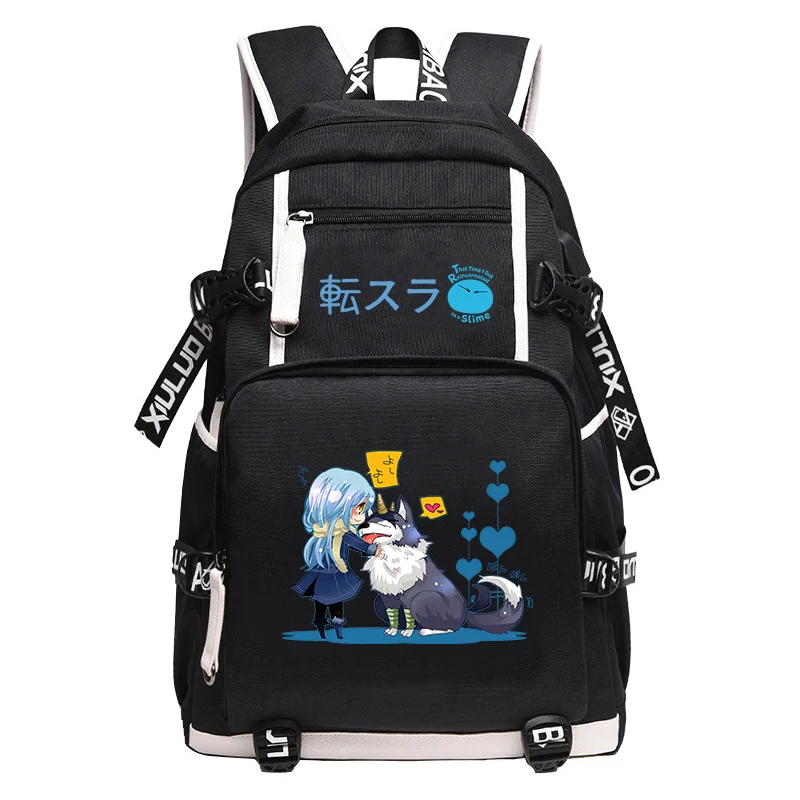 That Time I Got Reincarnated as a Slime Large Teenager School Bags Oxford Travel Bags USB Port Laptop Backpack Cartoon Bookbag