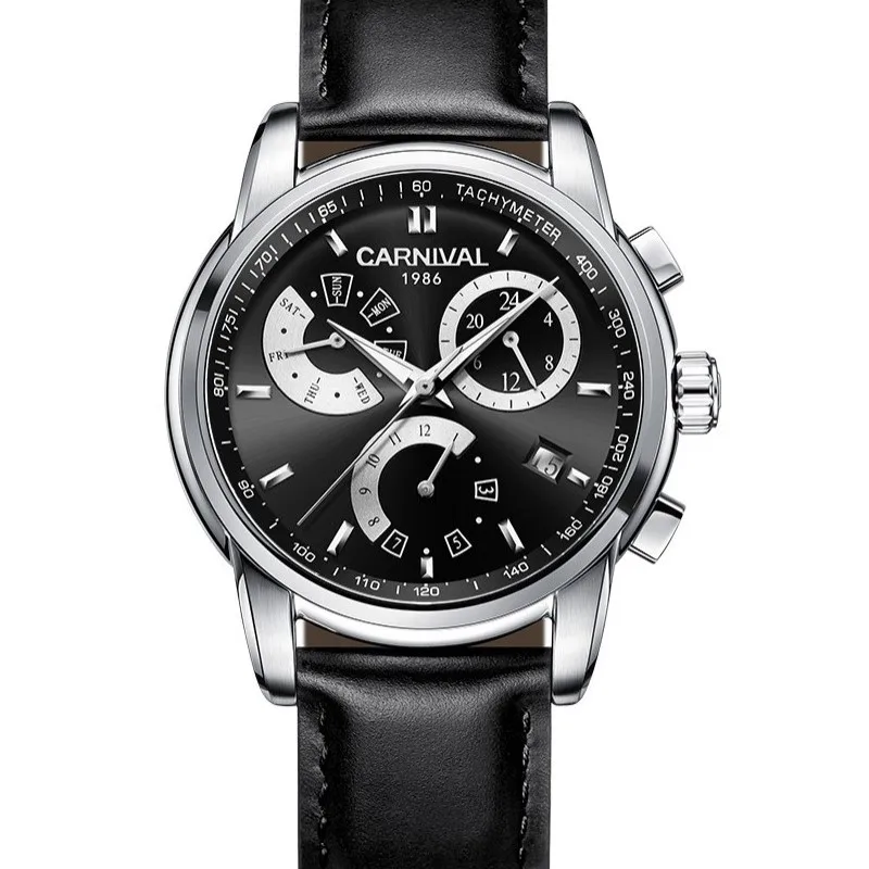 

Reloj Hombre CARNIVAL Multifunction Automatic Watch Men Mechanical Watches Sapphire Month Week Calendar 24hours Luminous Relogio