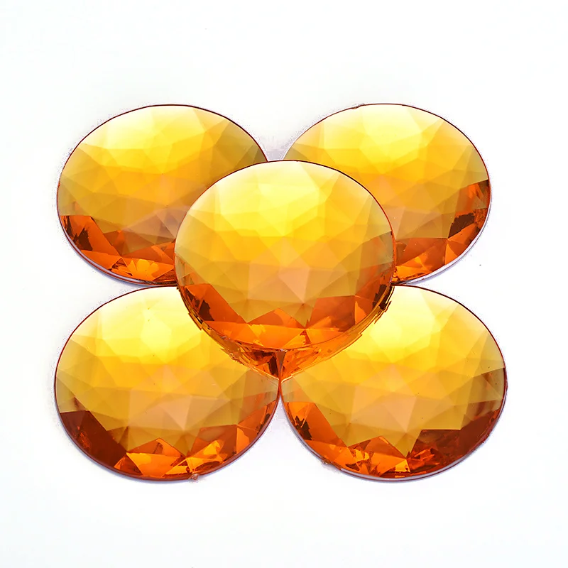 JUNAO 20pcs 52mm Yellow Color Large Round Rhinestones Applique Flatback Acrylic Strass Glue On Big Crystal Stones for Crafts