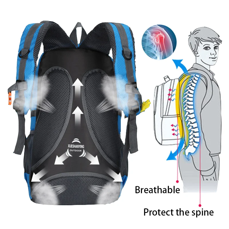 40L 등산 방수 배낭 남자 여행 디자이너 가방 팩, 하이킹 백 팩 남여 야외 캠핑 배낭 나일론 스포츠 가방