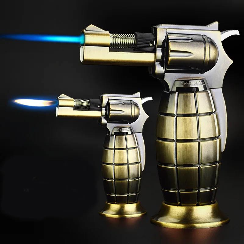 Kitchen Torch Lighter BBQ Zinc Alloy Shell Creative Throw Refillable Gas Lighters Portable Spray Butane Jet Cigar Lighter Gun