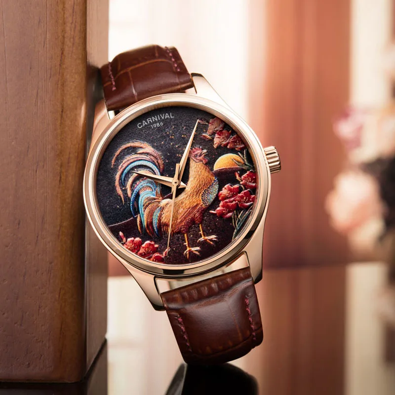 

Switzerland CARNIVAL Japan MIYOTA Automatic Mechanical Men's Watches Luxury Brand Sapphire 3D Chicken Relief Waterproof C515G