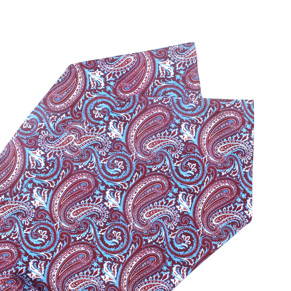 New Print Paisley Men Cashew Tie Wedding Formal Cravat Ascot Scrunch Self British Gentleman Polyester Soft Neck Tie Luxury