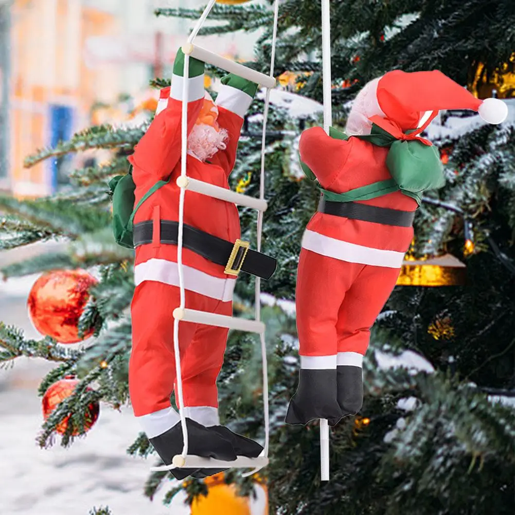 60cm corda de escalada escada papai noel decorações de natal ao ar livre papai noel com barba escalada chaminé boneca pingente presente