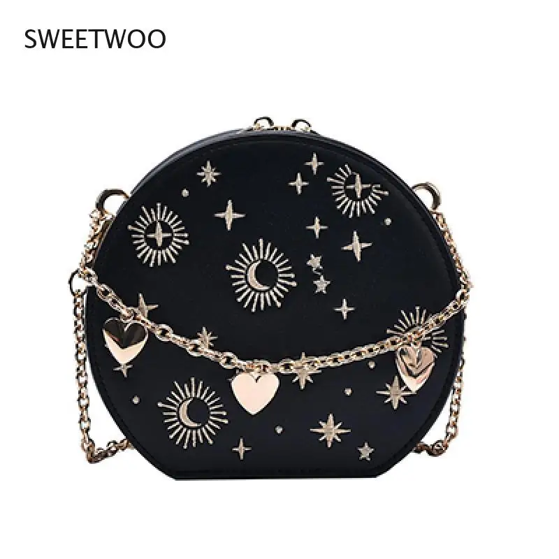 Fashion Starry Sky Round Bags Women Crossbody Bag Luxury Chain Circular Shoulder Bag Lady Small Embroidery Women\'s Handbag 2020