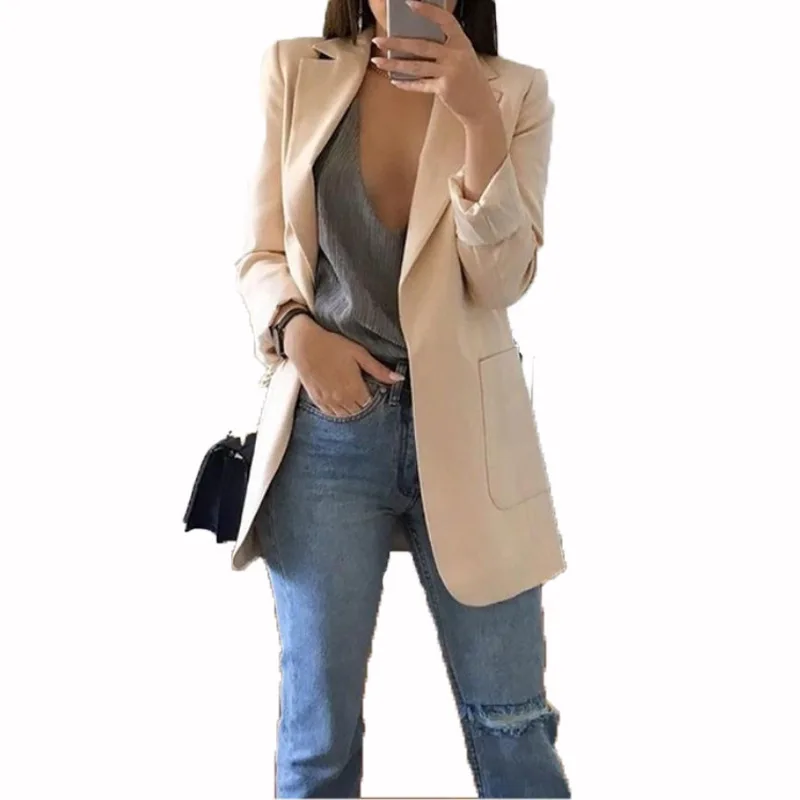 Women's Europe and the United States spring and autumn explosions fashion lapel Slim cardigan temperament large size suit jacket