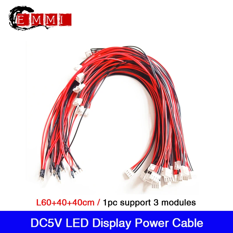 50pcs/Lot 1 to 3 DC5V 4Pin Copper for Indoor Modules Power Cable Wire  Full Color LED Screen Accessories