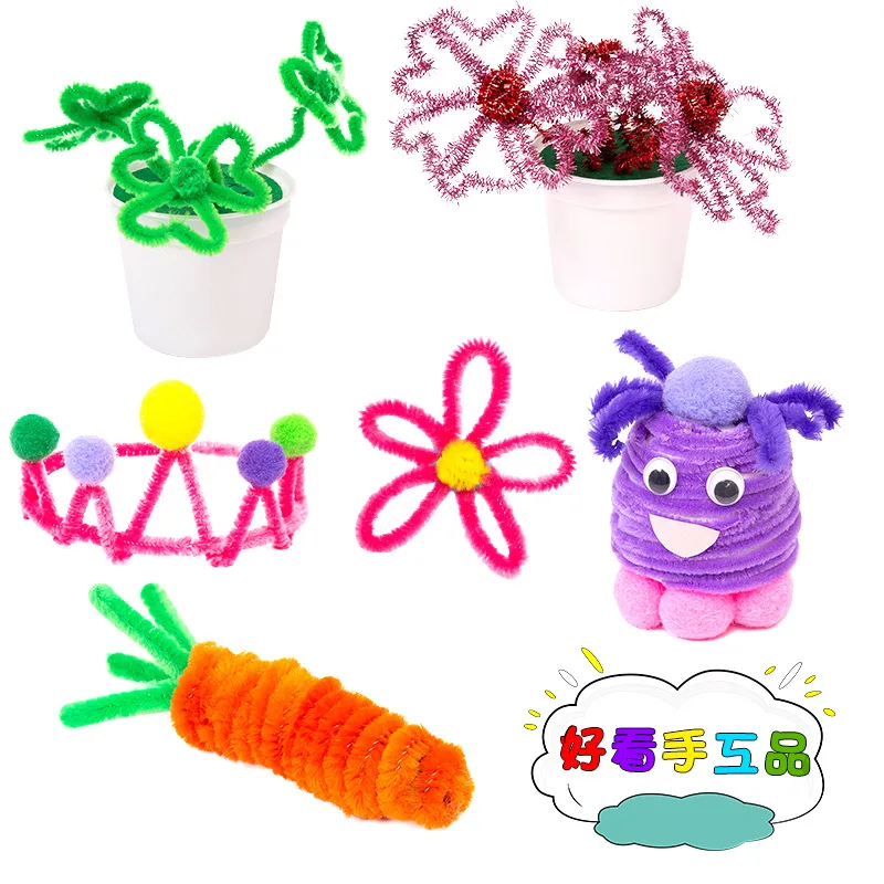 100pcs 30cm Chenille Stems Pipe Cleaners Kids Plush Educational Toy Colorful Pipe Cleaner Toys Handmade DIY Craft Supplies