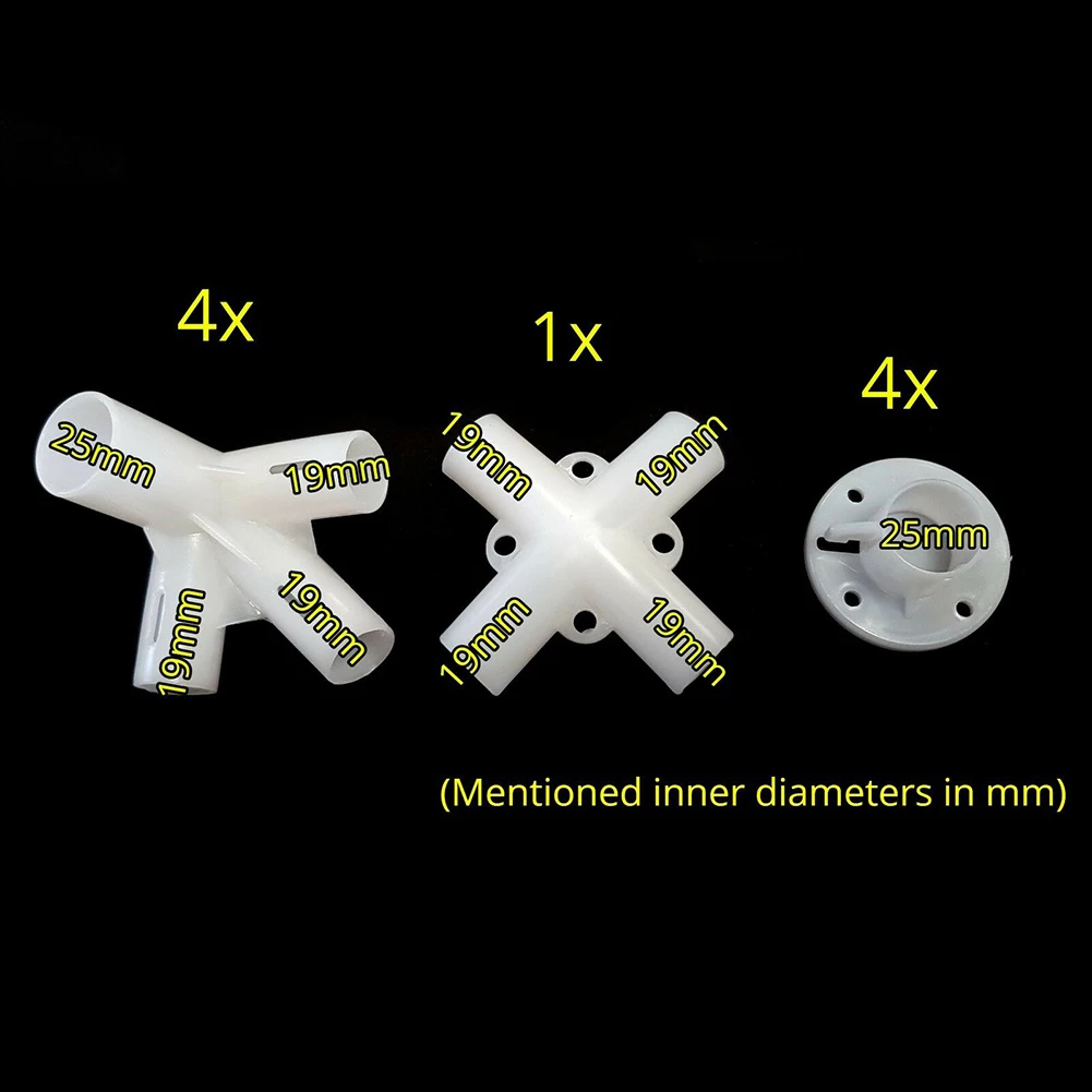 Plastic Tent Pés Canto Substituição, Tent Connector Parts, Acessórios para acampamento ao ar livre, 40x40mm, 9Pcs