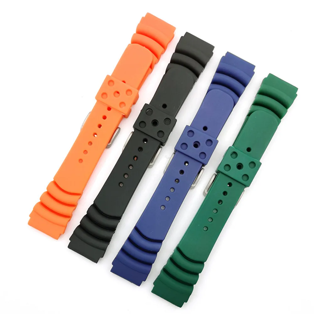 20mm 22mm 24mm Diver Watch Strap Men Sport Waterproof Thicken Silicone Wrist Band Bracelet Accessories Belt for Seiko Watchband