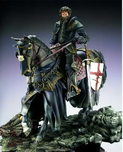 

Unassambled 1/24 75mm ancient officer Knight with horse (WITH BASE ) Resin figure miniature model kits Unpainted