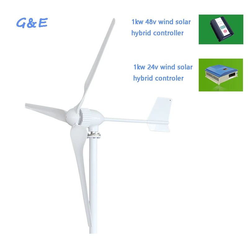 

Wind Mill 1000W Wind Generator With Wind Controller 1KW Wind Turbine With 24V 48V Wind Solar Hybrid Controller