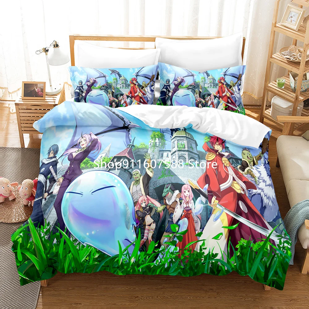 

Kids Cartoon Bedding Set 3D Design Slime Character Customizati Anime Printed Children Boy Girl Warm Bed Throw