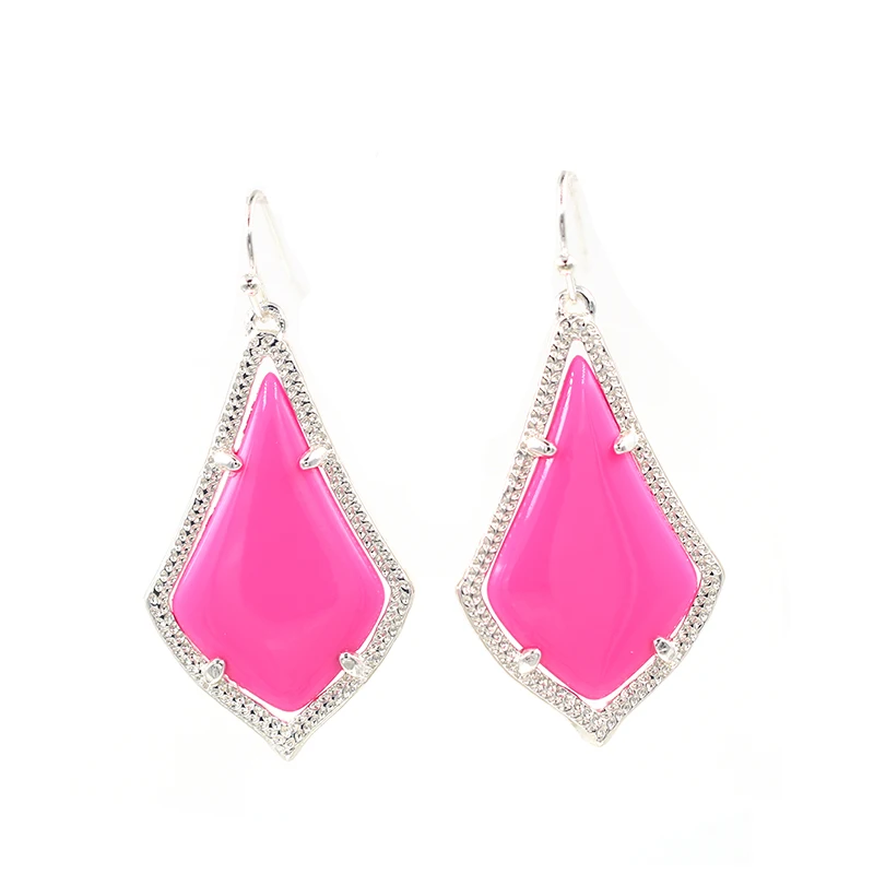 Amazing Quality Hot Pink Resin Smooth WaterDrop Dangle Earring for Women