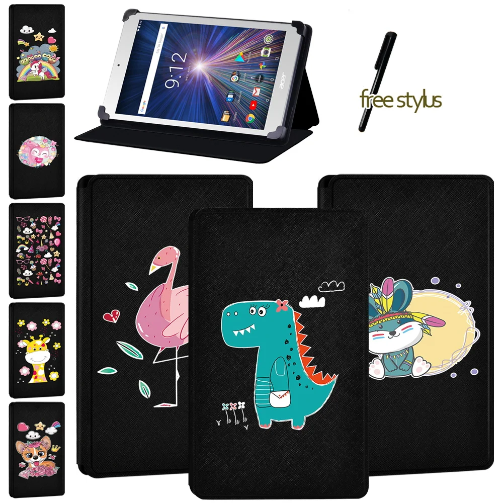 

New Tablet Case for Acer Iconia One 8 B1-(810/811)/Iconia One 8 B1-850/Iconia One 8 B1-(860/870) Cartoon Print Cover Case + Pen